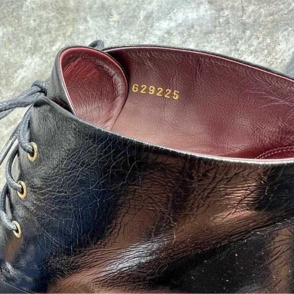 CHANEL Lacets Black Leather Lace Up Round Toe Ankle Boots - SIZE 39.5 - Picture 6 of 13